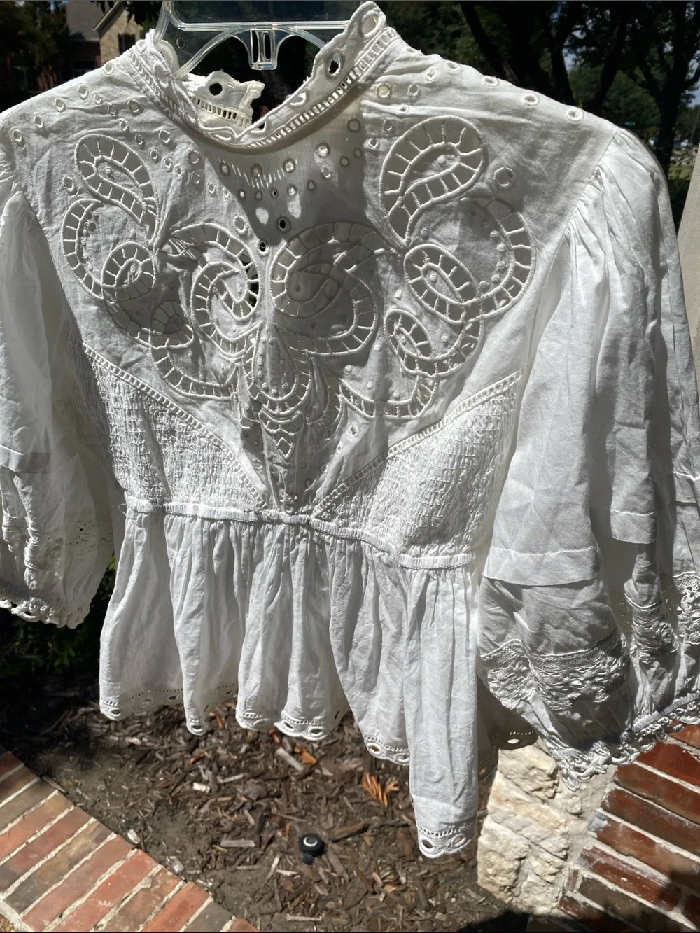 Anthropologie Forever That Girl White Eyelet Babydoll Top Let Me Be Size XS